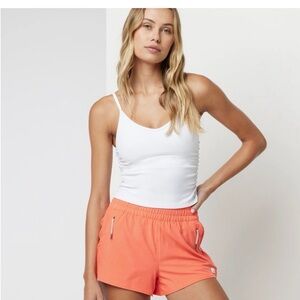 Vuori White Ribbed Ruched Tank Top